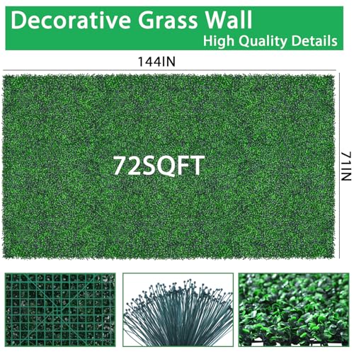 Yangrass Artificial Greenery Wall Roll,71"x 144"(72 sq.ft) UV-Anti Faux Boxwood Roll Panels Greenery Backdrop, Vine Leaf Fence Panels for Garden Fence Covering Privacy, Outdoor Indoor Home Decor - size: 71x144IN