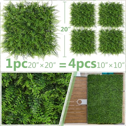 Luyue 6pcs Artificial Grass Wall Panels Greenery Backdrop 20”×20” Green Ivy Hedge Panel Greenery Grass Wall Decor Privacy Screen Wall Backdrop - color: 20"×20" - C
