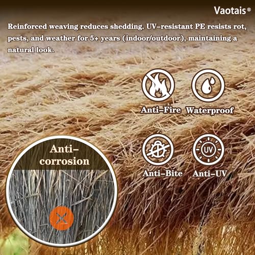 Realistic Synthetic Thatch Roll Sun-Bleached Yellow - 18 & 30 Inch Widths - Reinforced Weave for Mexican Palapa, Tiki Bars, Hawaiian Parties & Patio Decor (18 Inch Width x 4 Feet Length)