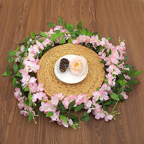 Findosom Wisteria Artificial Flowers Garland, 10Pcs Total 72FT Pink Wisteria Hanging Flowers, Flower Garland Decorations for Home Garden Outdoor Ceremony Wedding Arch Decoration - color: Pink, size: 10 PCS