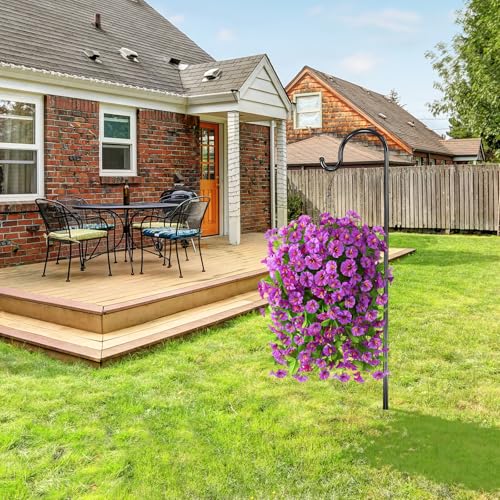 Homsunny Artificial Faux Hanging Flowers Plants Baskets for Outdoor Spring Summer Decorations,Resistant Fake Morning Glory Silk Plants for Outside UV Resistant Patio Yard Home Porch Decor(Gradient) - color: Gradient