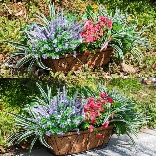 Starttag 20PCS Artificial Plants for Outdoor Decor Realistic Faux Greenery & Flowers Fake Plastic Leaves with Stems UV Resistant Outside Bushes for Garden Patio and Porch - color: Mix-1