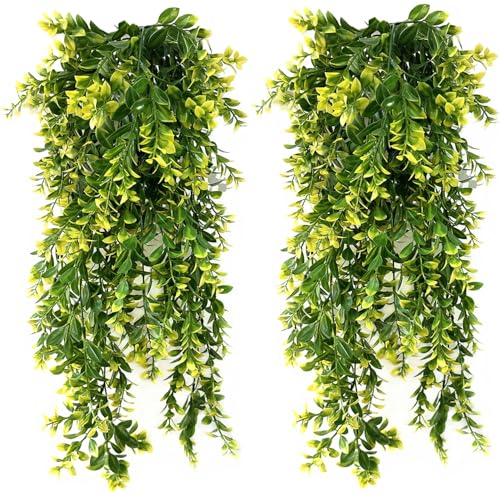 Artificial Hanging Plants, Fake Vines Decoration Plastic Leaves Faux Ivy Foliage Rattan Greeny Vine Plant for Wedding Indoor Outdoor Home Garden Bedroom Office Wedding Christmas Decor - Yellow 4 Pack - color: Yellow Leaves Vine - 4 Pcs