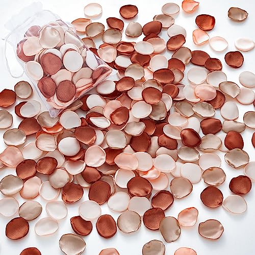 Serwalin 500Pcs Silk Rose Petals Artificial Flower Petals for Weddings Fake Rose Brown Petals Proposal for Wedding Aisle Runner Bridal Shower (4 Color Mixes) - color: A Wonderful Brown, size: 500pcs