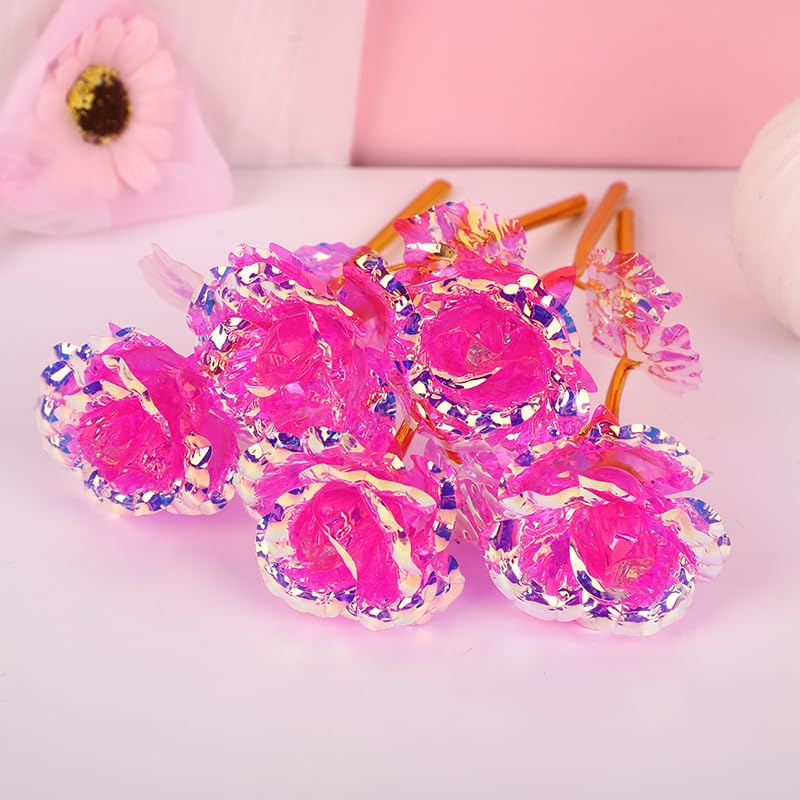 20PCS Artificial Colorful Flowers Galaxy Rose Crystal Flower Glass Rose Gifts for Wedding, Mother' s Day Memorable Days, Pink - color: Pink