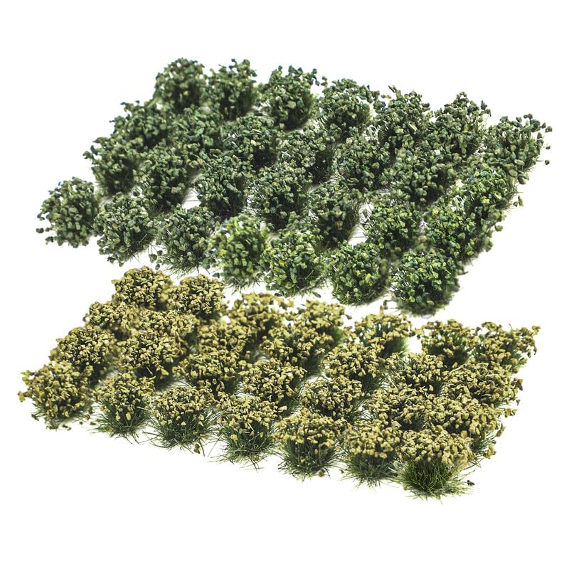 56pcs Miniature Green Bushy Tufts Lowland Shrubs Tuft Terrain Model Static Scenery for DIY Craft Train Landscape Railroad Scenery Sand Military Layout Model War Gaming Terrain