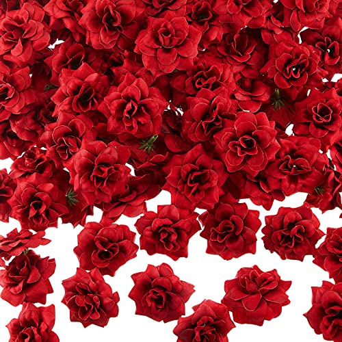 Syhood 100 Pieces Artificial Roses Head 1.77 in Rose Small Silk Fake Floral for Wedding Wall Garland Bouquet Derby Crafts Decorations(Red) - color: Red