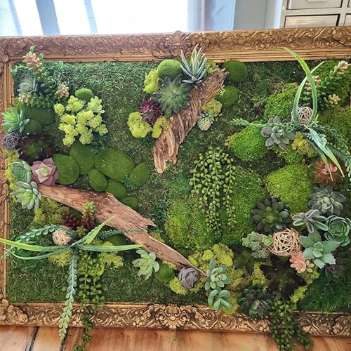 JEUIHAU 60 PCS 6 Sizes Artificial Moss Rocks, Decorative Moss Stones, Green Moss Covered Stones Fake Moss Covered Rocks for Floral Arrangements, Gardening, Craft