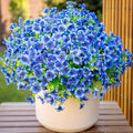 AXYLEX Artificial Flowers for Outdoors, 16 Bundles Fake Plants (Blue) | UV resistant faux plastic flowers, no fade artificial greenery – garden, patio, porch & home - color: Blue