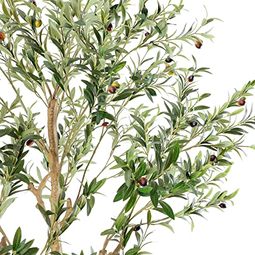 Nafresh Tall Faux Olive Tree，9ft（108in） Realistic Potted Silk Artificial Olive Tree， Fake Olive Trees Indoor with Green Leaves and Big Fruits for Home Office Living Room Stairs Patio Decor. - size: 9ft