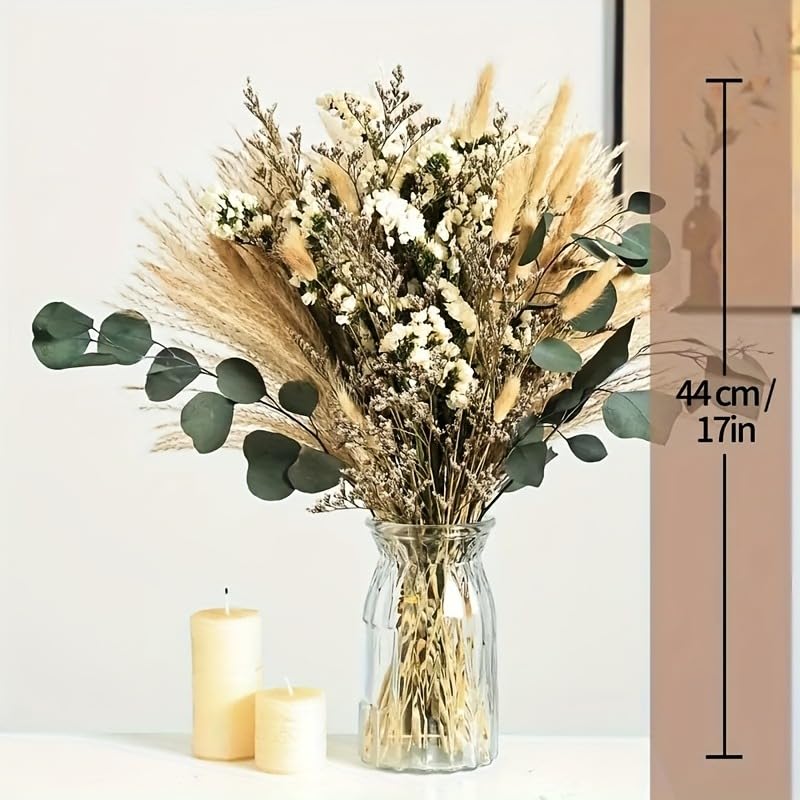 Boho Spring Dried Floral Bouquet for Vase – Pampas Grass, Bunny Tail and Greenery 17 Inch (Soft Neutral) - color: Soft Neutral