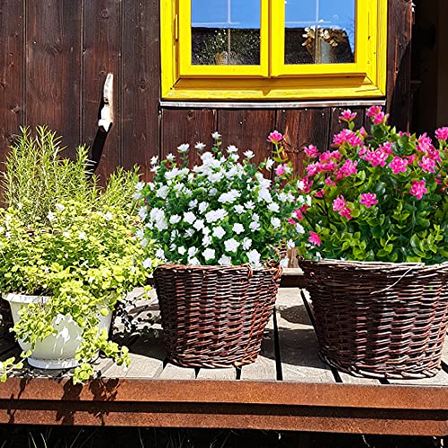 24 Bundles Artificial Flowers Fake Boxwood Shrubs UV Resistant No Fade Faux Greenery Faux Plastic Lotus for Home Garden Hanging Planter Indoor Outdoor Porch Patio Wedding Decoration(Pink) - color: Pink