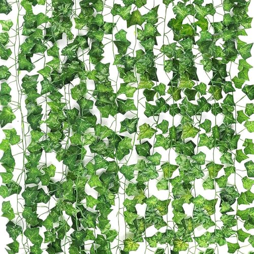 CEWOR 14pcs 98 Feet Fake Vines for Room Decor Artificial Vines Ivy Leaves Hanging Greenery Garlands for Home Bedroom Wall Wedding - size: 14pcs of vines