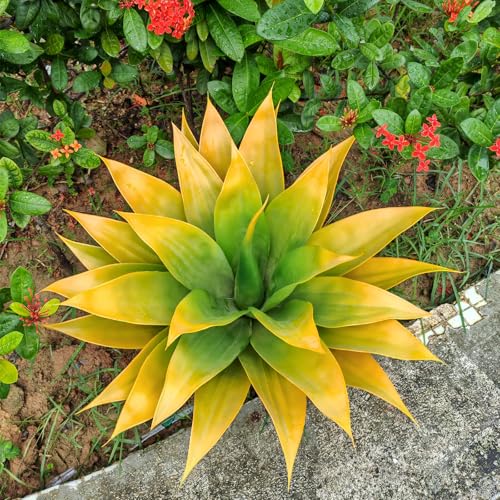 Artificial Agave Plants, Realistic UV Resistant Fake Aesthetic Plants for Outdoor Indoor, Home Decor for Garden, Porch, Doorway, Patio (2PCS, Yellow, Large) - color: Yellow, size: Large