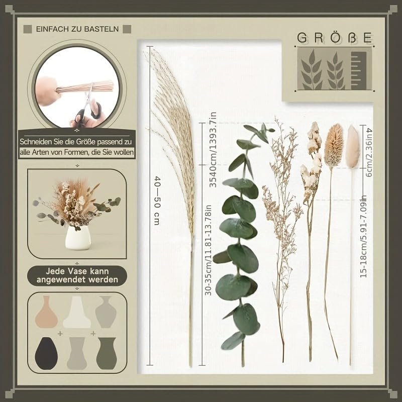 Timeless Spring Dried Floral Bouquet for Home, Wedding Tables and Events – Pampas Grass and Soft Greenery 17 Inch (Classic Beige) - color: Classic Beige