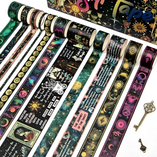 29 Rolls Washi Tape Set - Tarot Theme Decorative Masking Tape Colored Patterns, Vintage Adhesive Artists Tapes for Journaling Supplies, Diy Crafts, Scrapbooking, Junk Journal Supplies, School Supplies - style: Tarot