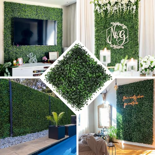 Grass Wall 12 Pack 10"x10" Artificial Boxwood Hedge Wall Panels, Privacy Hedge Screen Faux Boxwood for Outdoor,Indoor,Garden,Fence,Backyard,Greenery Walls - size: 10"X10" 12P