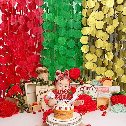 192Ft Christmas Party Decorations Red Green Metallic Gold Tissue Paper Big Polka Dots Backdrop Streamer Circle Dots Hanging Garland for Xmas Holiday Birthday Baby Shower Wedding Hen Party Supplies - color: Green Red Gold