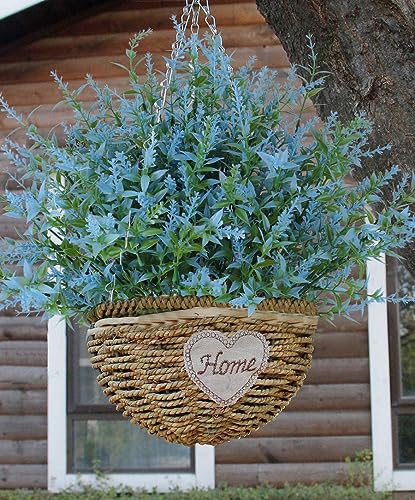 RECUTMS 20 Bundles Outdoor Artificial Flowers UV Resistant Fake Outdoor Plants, Faux Greenery for Indoor Outside Hanging Plants Garden Porch Window Box Home Wedding Farmhouse Décor(Blue) - color: Blue, size: 20 Bundles