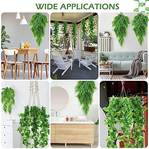 Hoteam 12 Pcs Artificial Hanging Plants 32 Inch Fake Ivy Vines with Fake Leaves Patio Artificial Plants Greenery for Living Room Indoor Outdoor Wall, No Basket (Pothos,Persian Grass) - color: Pothos, Persian Grass