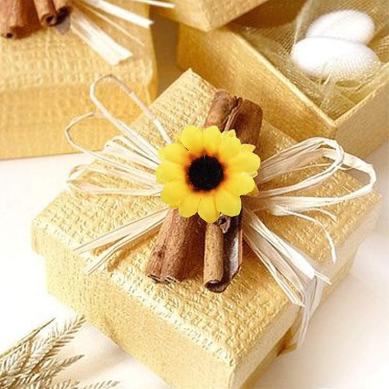Jowxsx 100 Pieces Mini Artificial Sunflower Heads, Yellow Fabric Flowers, Wedding Wreath Craft Decor, Artificial Plants and Flowers, Realistic Faux Flower, for Planter Porch Patio Yard Balcony