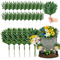 Lebaley 48 PCS Artificial Palm Leaves Cemetery Flowers - Faux Palm Fronds with Stems,Fake Greenery Stems Grave Decor,Palm Fronds for Cemetery Saddles,Memorial Day,Veterans Day,Independence Day - size: 48pcs