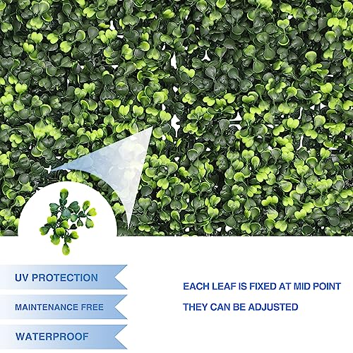 E&K 6Pcs 20" x 20" Artificial Grass Wall Panels, Faux Boxwood Greenery Backdrop Decor, UV Protected Privacy Hedge Screen for Indoor Outdoor (Boxwood with Back) - color: Boxwood with Back