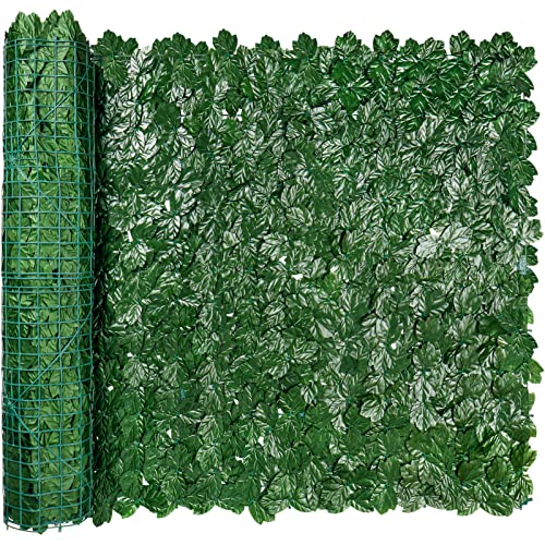 iCover Artificial Ivy Privacy Screen for Fence, 39x118in Strengthened Joint Prevent Leaves Falling Off, Faux Hedge Panels Greenery Vines, Decorative Fences for Outdoor Garden - color: Green Maple Leaf, size: 39*118in