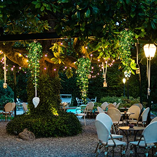 3 Packs LED Artificial Hanging Plants, 3.6 ft Fake Hanging Plant, Ivy Vine Fake Leaves Greeny Chain Wall Home Room Garden Wedding Garland Outside Decor (Basket Not Included) (Watermelon Leaves Style) - color: Watermelon Leaves Style