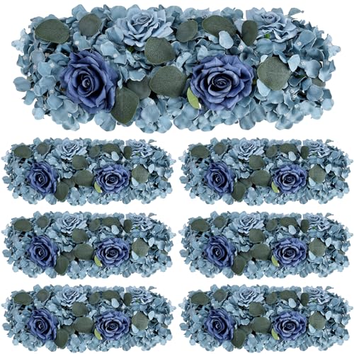 Pack of 6 Artificial Flower Wedding Arch Decorations, 18 inch Floral Centerpieces for Party Bridal Shower Event Table Wall Arrangement - Dusty Blue - color: Dusty Blue, size: Pack of 6 Flower Arrangements