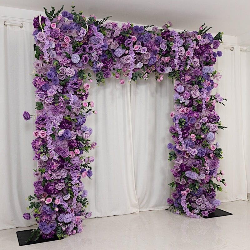 8x8 feet Lavender Roll Up Silk Artificial Flower Backdrop for Arch Stand Photo Background Wedding Reception Party Event Decorations Supplies