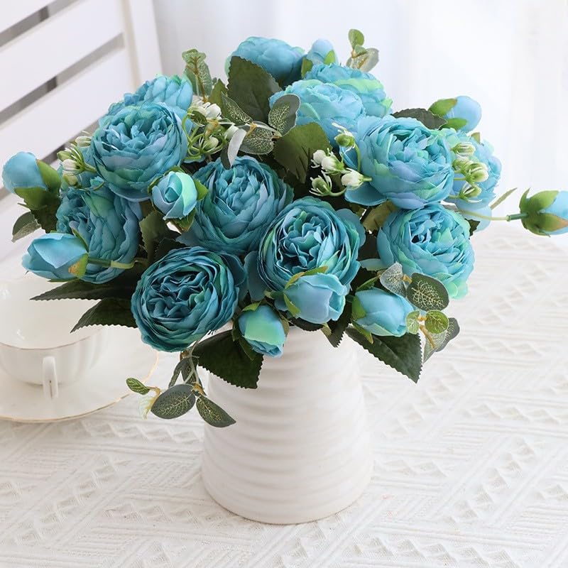 Artificial Peonies Flowers for Home Decor for Wedding Party Decor Blue - color: Blue