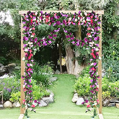 Miracliy 8 Pack 65 FT Flower Garland Decorations Plastic Artificial Flowers for Wedding Decoration Photo Booth Backdrop - color: Pink&purple-8pcs