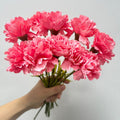 Rikyo 11" Bouquets 10 Stem Light Red Carnations,Outdoor No Fade Artificial Flower,Mini Carnation Silk Petals Fake Flowers Forever Plants for Home Party and Wedding Holding Flowers - color: Red