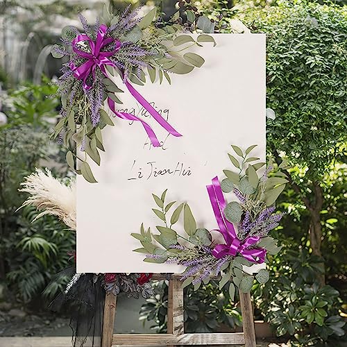 GOLDY&WENDY Artificial Purple Lavender Wedding Sign Flower Swag for Wedding Reception Entrance Welcome Sign Elegant Home Decor Set of 2 - color: C1-lavender