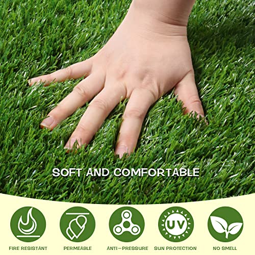 Heyroll Artificial Grass Thick Turf Rug 3 ft x 11 ft, 35MM Outdoor Indoor Fake Grass Mat, Astro Turf Lawn for Dogs Pets, Synthetic Grass Rug with Drainage Holes & Rubber Backing/Custom Size - size: 3x11FT