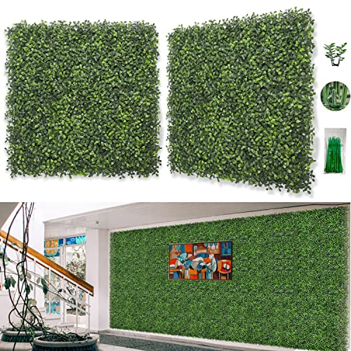 Bybeton Artificial Boxwood Grass Wall Panels,6 Pack 20"x 20" UV-Anti Grass Backdrop& Greenery Wall Panels for Indoor Outdoor Privacy Protected and Garden, Privacy Fence Screen Décor Spring Decor - size: 20*20IN 6Pcs