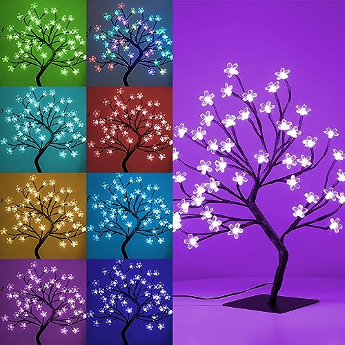 BDUSXYZ Lighted Cherry Blossom Tree - 48 LED 16 Color-Changing 4 Modes Plug in Artificial Bonsai Tree as Night Lights for Halloween Thanksgiving Christmas Wedding Party - size: 48L-1Pcs