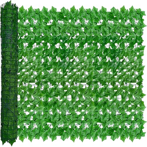 ODTORY Artificial Ivy Privacy Fence Wall Screen: 48X120 in UV-Anti Faux Greenery Backdrop Ivy Vine Leaf Hedges Fence Panels for Patio, Balcony, Garden, Backyard Indoor Outdoor Light Green Decor - size: 48 in x 120 in- Vine Leaf