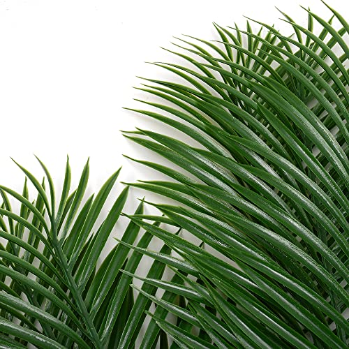 CLONG 12pcs Artificial Palm Leaves Tropical Plants Faux Fake Palm Fronds Plant (Green)