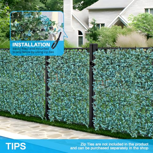 Patio Paradise Artificial Greenery Grass Wall Panels, 20"x20" (6pc) Faux Grass Boxwood Backdrop Fake Ivy Privacy Screen Green Hedge for Indoor Outdoor Décor, Blue Buxus - color: Blue Buxus, size: 20"x20"