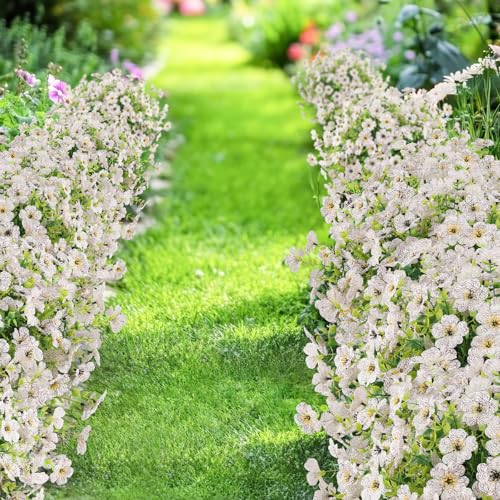 ATTGREAT Artificial Flowers Outdoors Faux Plants UV Resistant Fake Flowers Daisy Plastic Greenery Plnats Outside for Garden Planter Patio Porch Spring Summer Home Home Decor, 24 Bundles (White) - color: White, size: 24PCS