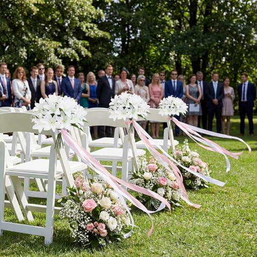 20 Heads Fake Lilies Artificial Flowers 4 Bundles White Silk Flowers with Stems Faux Lilies for Home Indoor Easter Table Decor Wedding Party Centerpieces Floral Arrangements (White) - color: White
