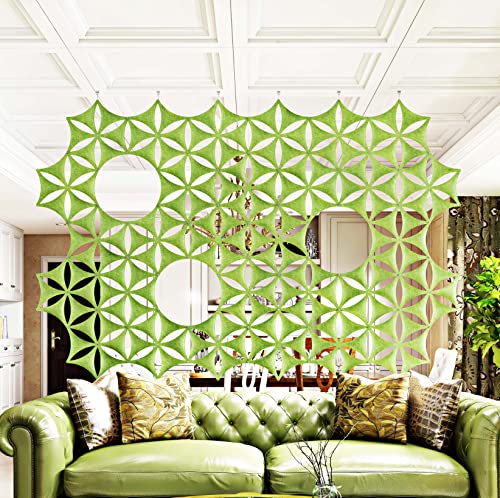 Felt Fiber Surface High Density Polyester Fiber Board 3D Flower Venus 14"x12" Hanging Room Divider Panel Cut Room Partition Home Decoratio(12 Pcs)(Neon Green) - color: Light Green
