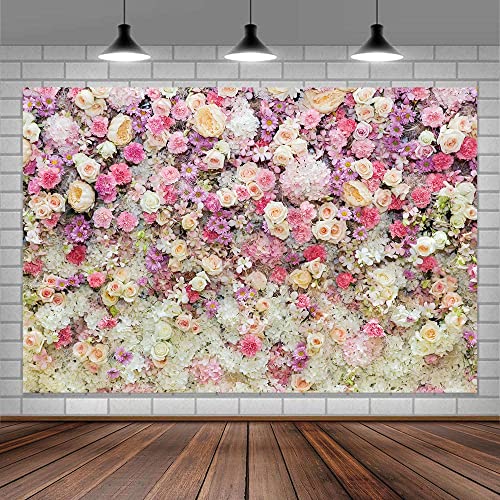 Pink Flower Wall Backdrop,Spring Mothers Day Flowers Photo Backdrop,Rose Girls Birthday Party Weeding Bridal Shower Backdrop Studio Photo Booth Props,6X4FT - color: Pink, size: 6X4FT