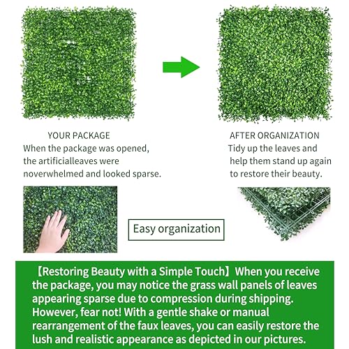 NETAP Artificial Grass Wall Panels Backdrop,10"x 10"(12Pcs) Faux Boxwood Panels for Outdoor Indoor Green Wall Decor,Party Wedding Garden Fence Decorations - size: 10x10Inch 12Pcs
