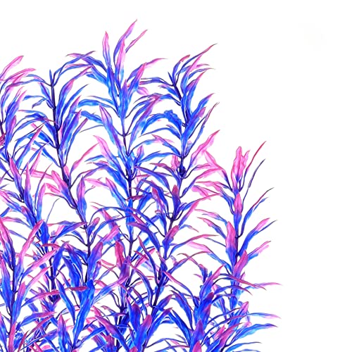 JIHAQUA Aquarium Decor Plastic Plants Extra Large 21 Inches Artificial Fish Tank Plants Tall Fish Tank Decorations (Purple 2pcs) - color: Purple 2pcs