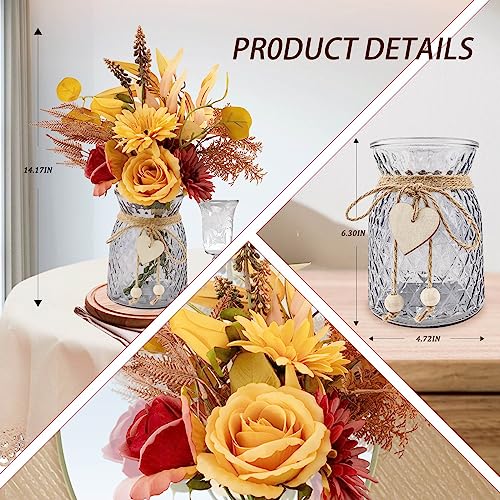 Leftover Fake Fall Flowers in Vase,Fall Flower Arrangements,Floral Arrangement,Table Decor,Centerpieces for Tables,Kitchen Decor,Coffee Table Decor - color: Fall Orange