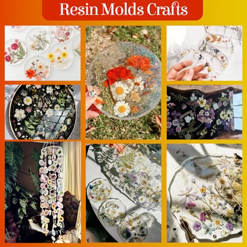 85Pcs Dried Flowers for Crafts, Natural Pressed Flowers for Crafts Real Dried Pressed Flowers Dry Leaves in Orange & Yellow for Resin, DIY Art, Scrapbook, Jewelry, Candle & Soap Making w/ Tweezer - color: Orange & Yellow 85pcs