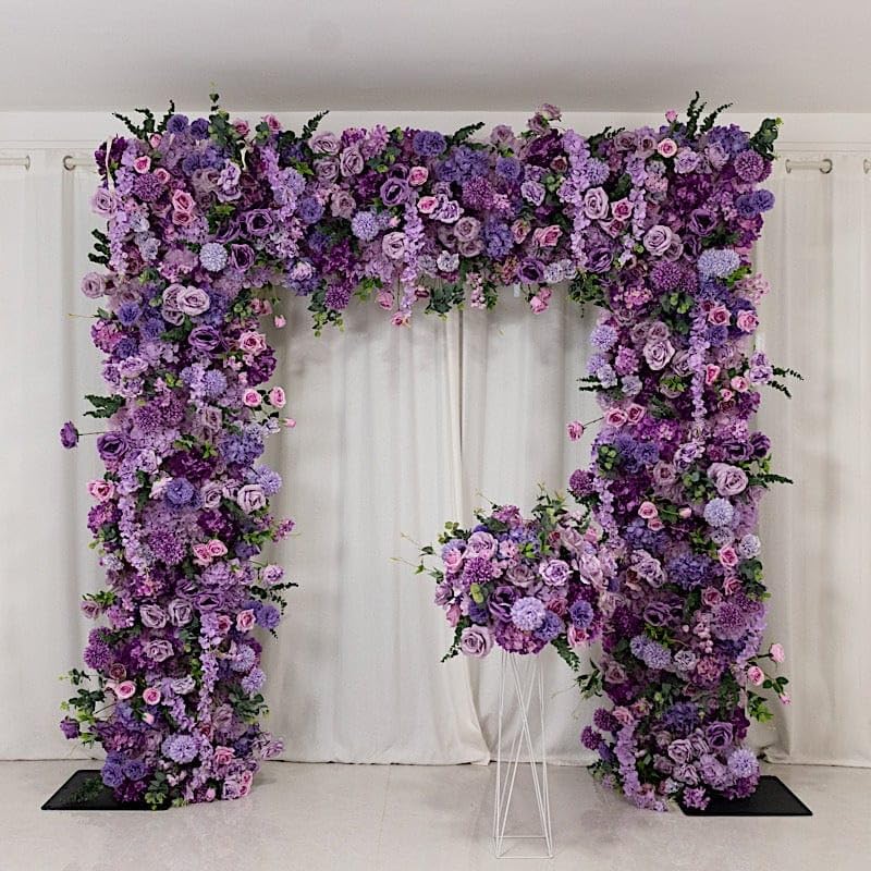 8x8 feet Lavender Roll Up Silk Artificial Flower Backdrop for Arch Stand Photo Background Wedding Reception Party Event Decorations Supplies